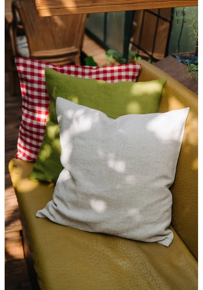 Len párnahuzat 50x50 cm Red Gingham – Linen Tales