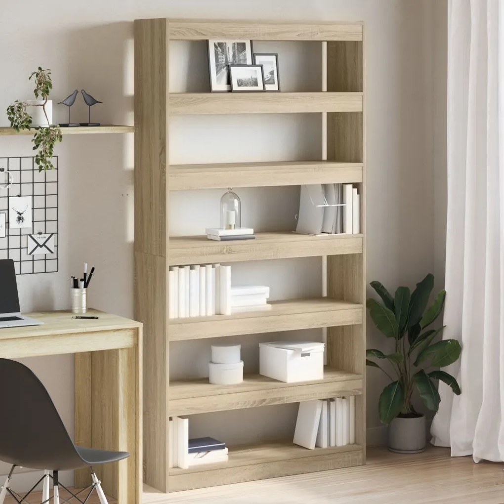Könyvespolc Sonoma tölgy Mérnöki fa 100 x 30 x 198 cm Polcozás