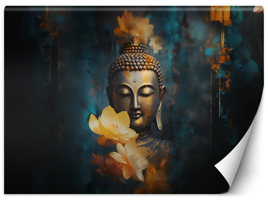Gario Fotótapéta Buddha és arany virágok Anyag: Vlies, Méret: 300 x 210 cm