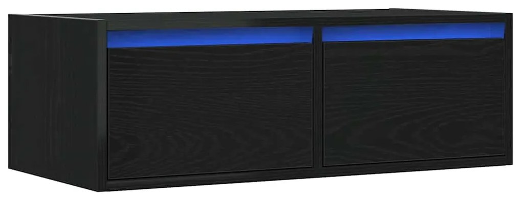 TV szekrény LED világítással fekete tölgyfa 75x35,5x25 cm
