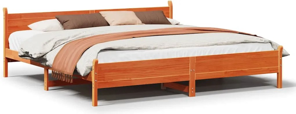 vidaXL viaszbarna tömör fenyőfa ágy matrac nélkül 200 x 200 cm