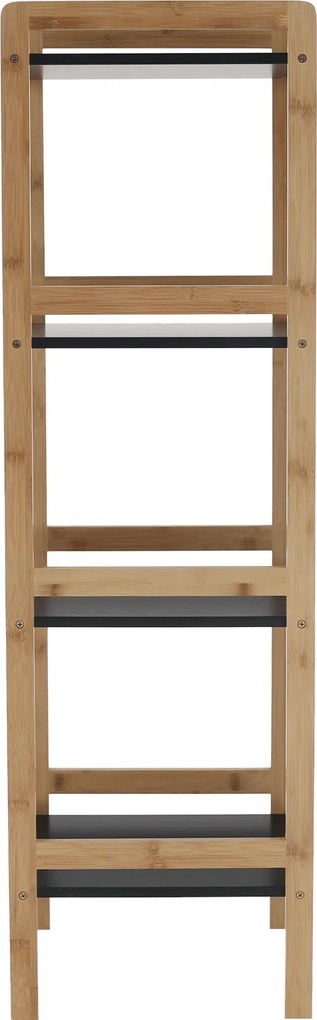 4 polcos állvány, természetes/fekete, NAOKO