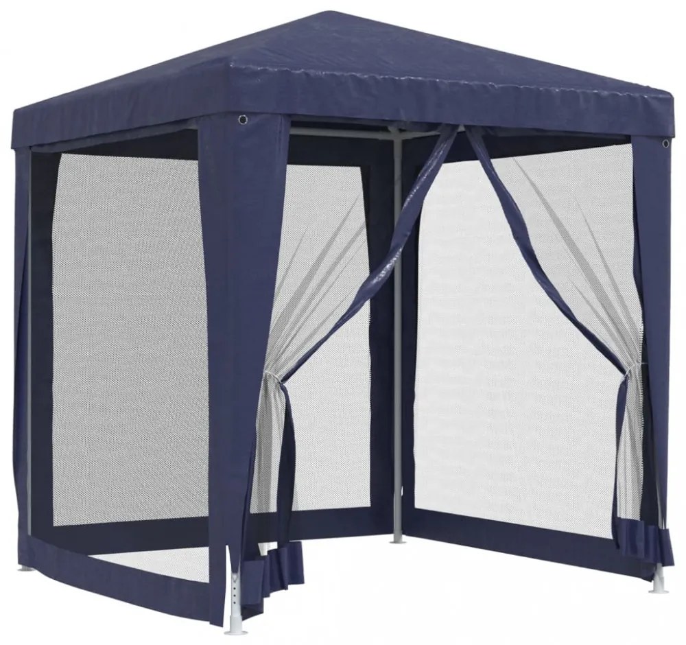 kék HDPE rendezvénysátor 4 hálós oldalfallal 2 x 2 m