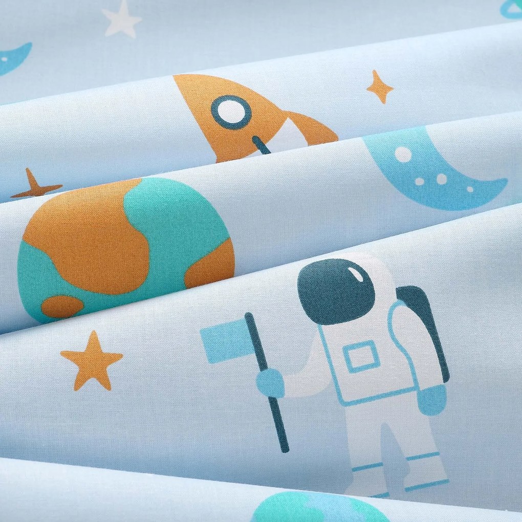 Goldea gyermek gumis pamut lepedő kiságyba - űrhajósok az űrben 60 x 120 cm