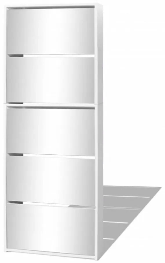 fehér 5 szintes tükrös cipőszekrény 63 x 17 x 169,5 cm