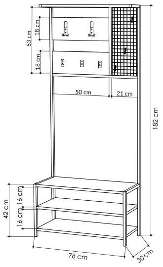 Előszoba fal NOMAD 182x78 cm fekete/antracit
