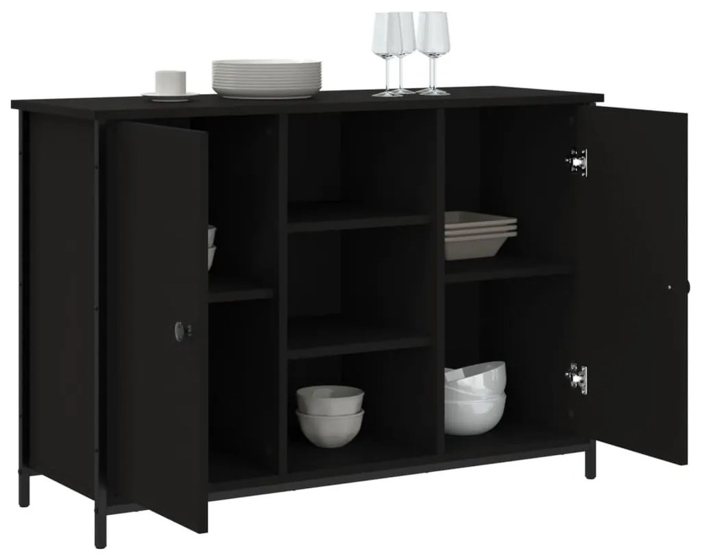 fekete szerelt fa tálalószekrény 100 x 35 x 70 cm