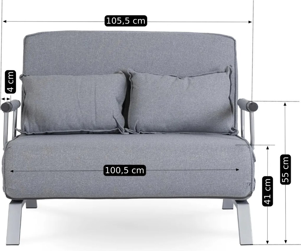 Kétszemélyes dönthető fotel szürke színben BART 2