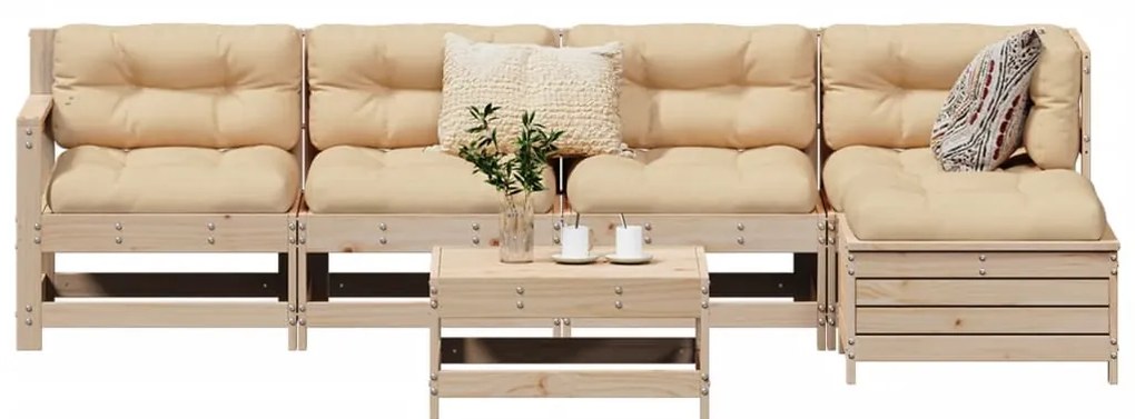 vidaXL 6 részes tömör fenyőfa kerti kanapészett