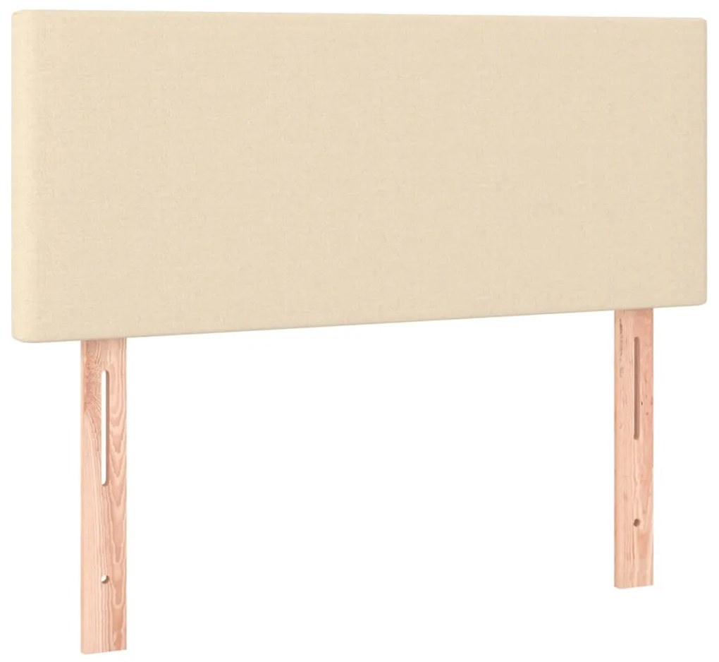 krémszínű szövet rugós és LED-es ágy matraccal 90x190 cm