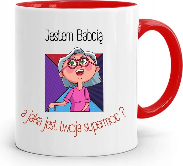 Piros Bögre Nagymamáknak Nagymama Vagyok, fényképes nyomattal