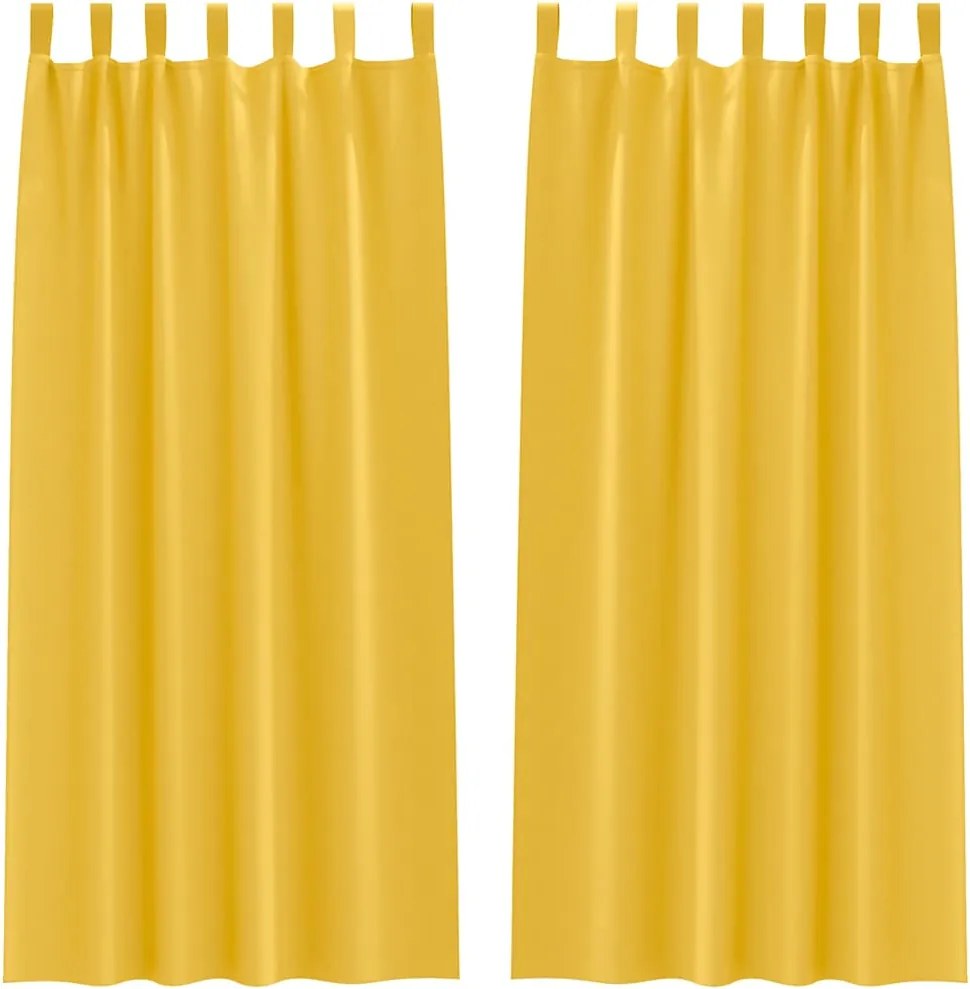 vidaXL Fekete Függöny Gyűrűkkel 2 pcs Mustár sárga 245 x 140 cm