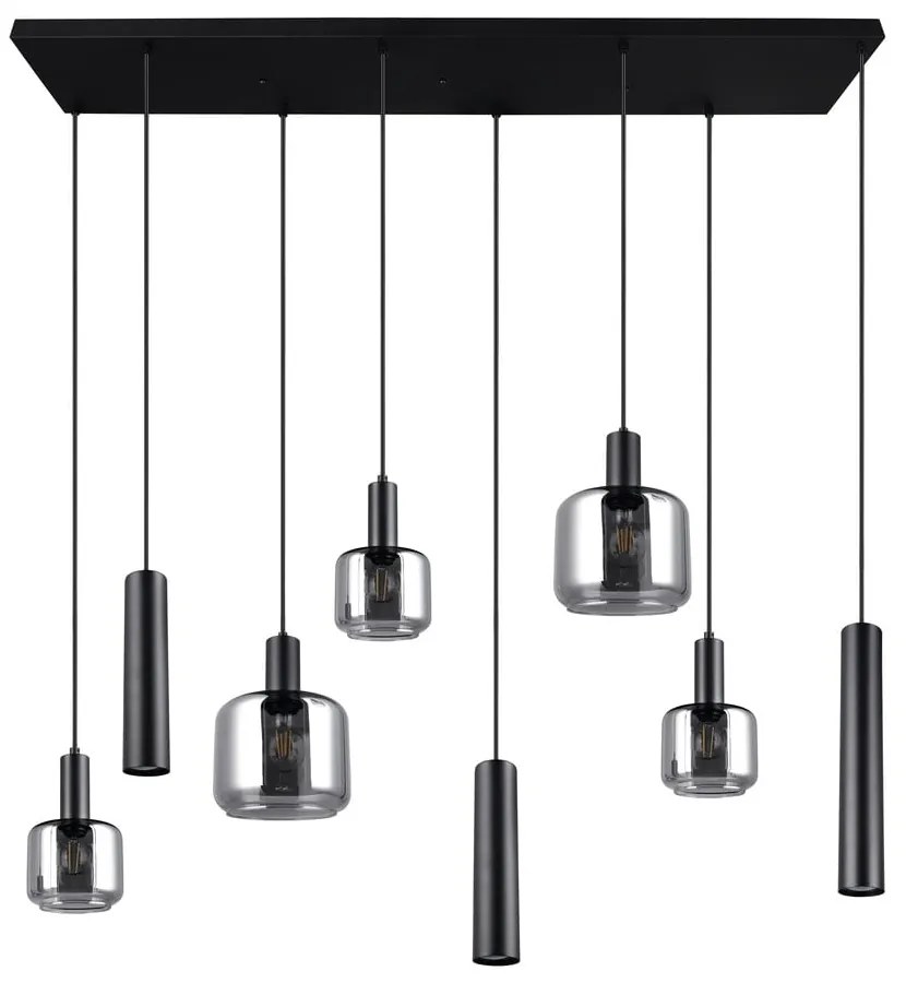 Fekete függőlámpa fém-üveg búrával Mataro – Trio