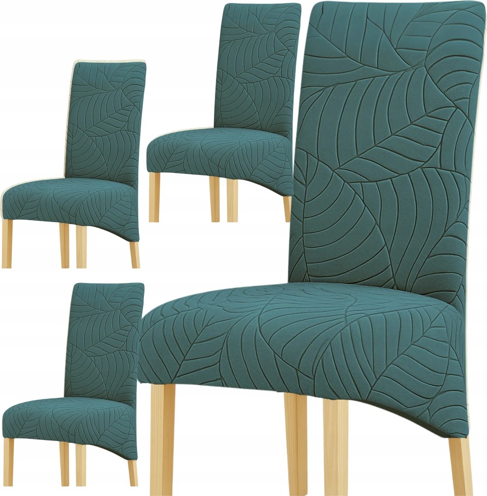 4 Db Székhuzat XL Ferde Huzat Nagy Jacquard Üveg Zöld