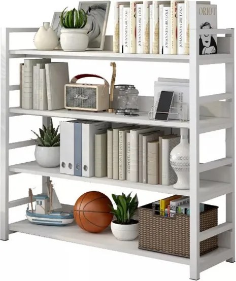 Fém vázas polcos szekrény 4 polcos 100x30x145cm fehér PG03-3