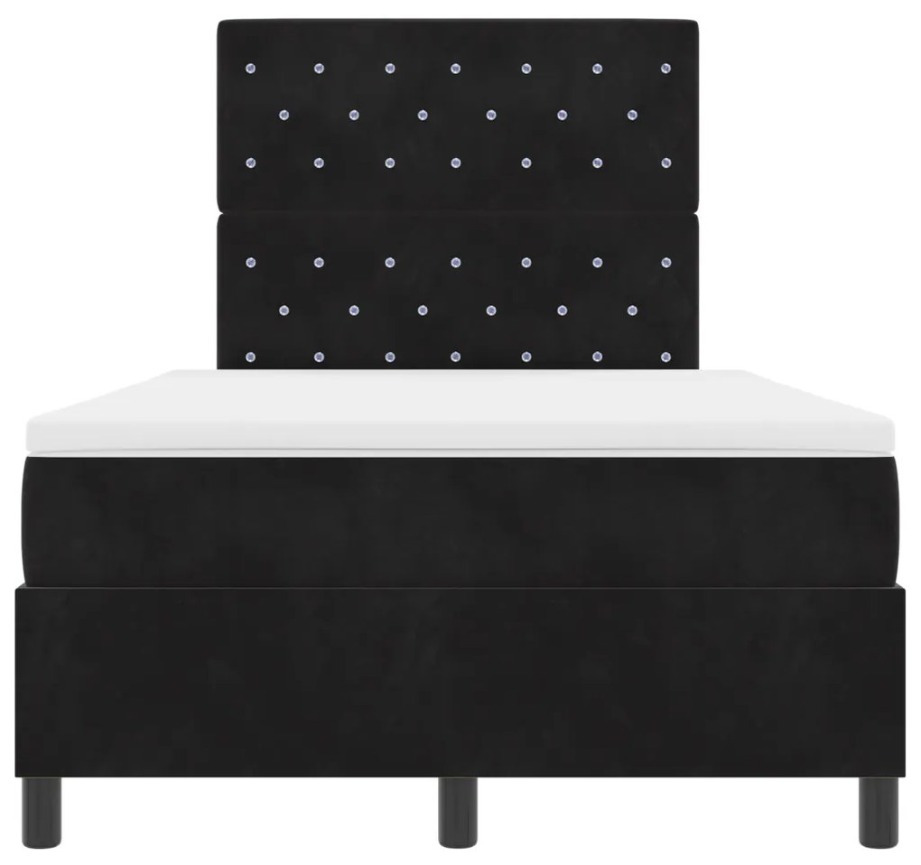 Box Spring Ágy Mattal és LED Fekete 120x190 cm Bársony