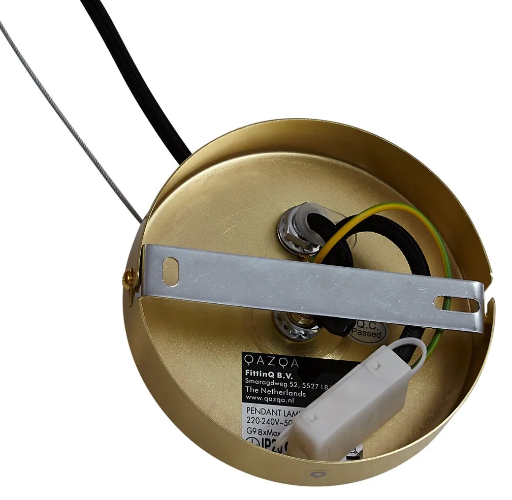 Art Deco függőlámpa arany színben, szivárványos üveggel, 50 cm, 8-as - Uvas