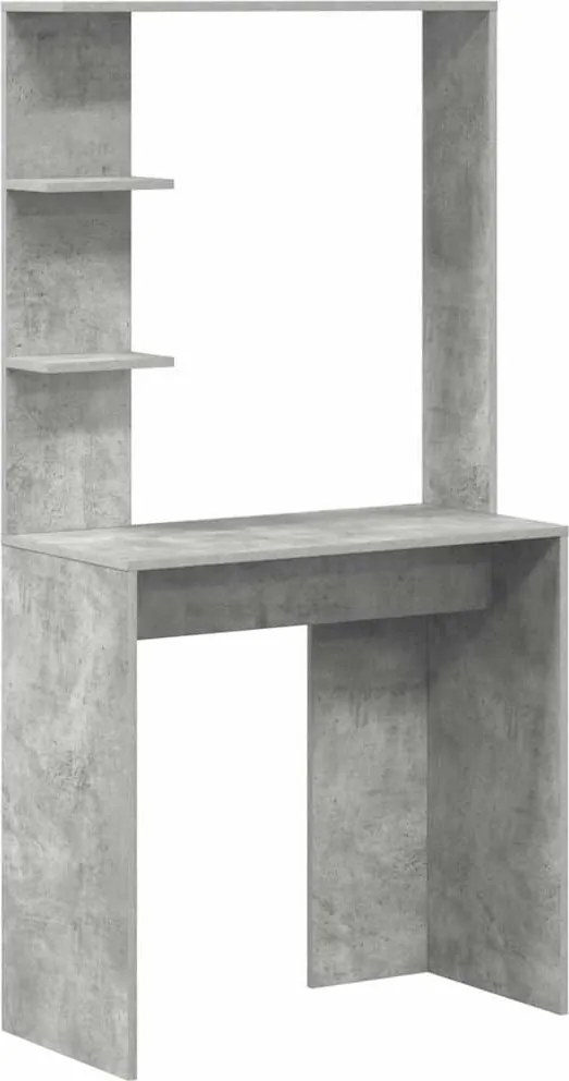 vidaXL Asztal polcokkal Beton Szürke 78,5 x 37 x 154,5 cm Faanyag