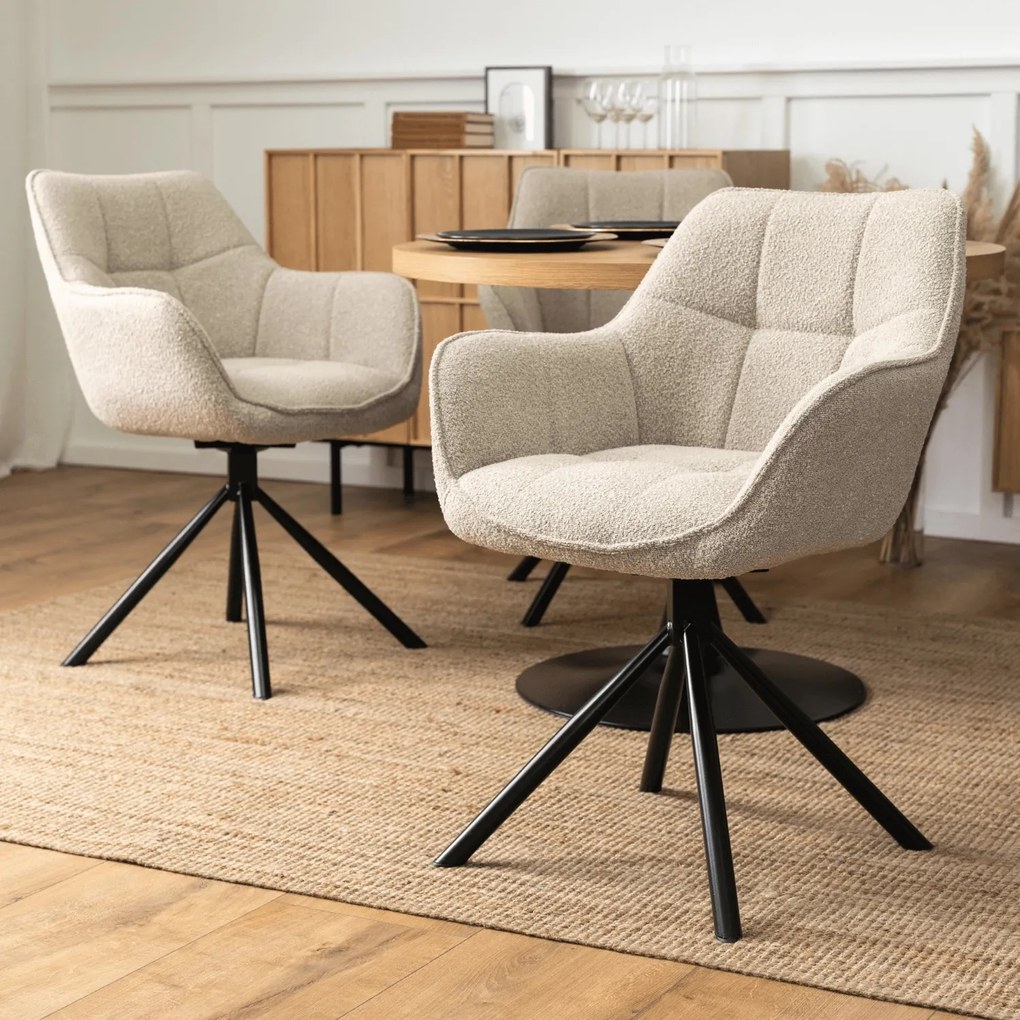 Krzesło Obrotowe PEONY Beżowe Boucle