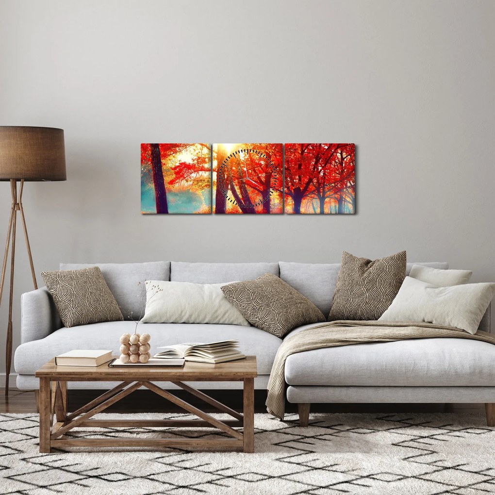 Kép - Őszi táj (órával) (90x30 cm)