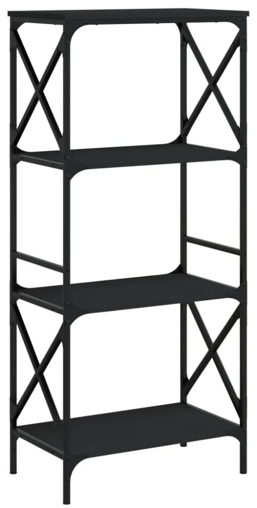 4 szintes fekete szerelt fa könyvespolc 59 x 35 x 132 cm