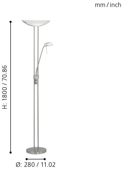 EGLO 85971 - Fényerőszabályozható állólámpa BAYA 1xR7s/230W+1xG9/33W matt króm