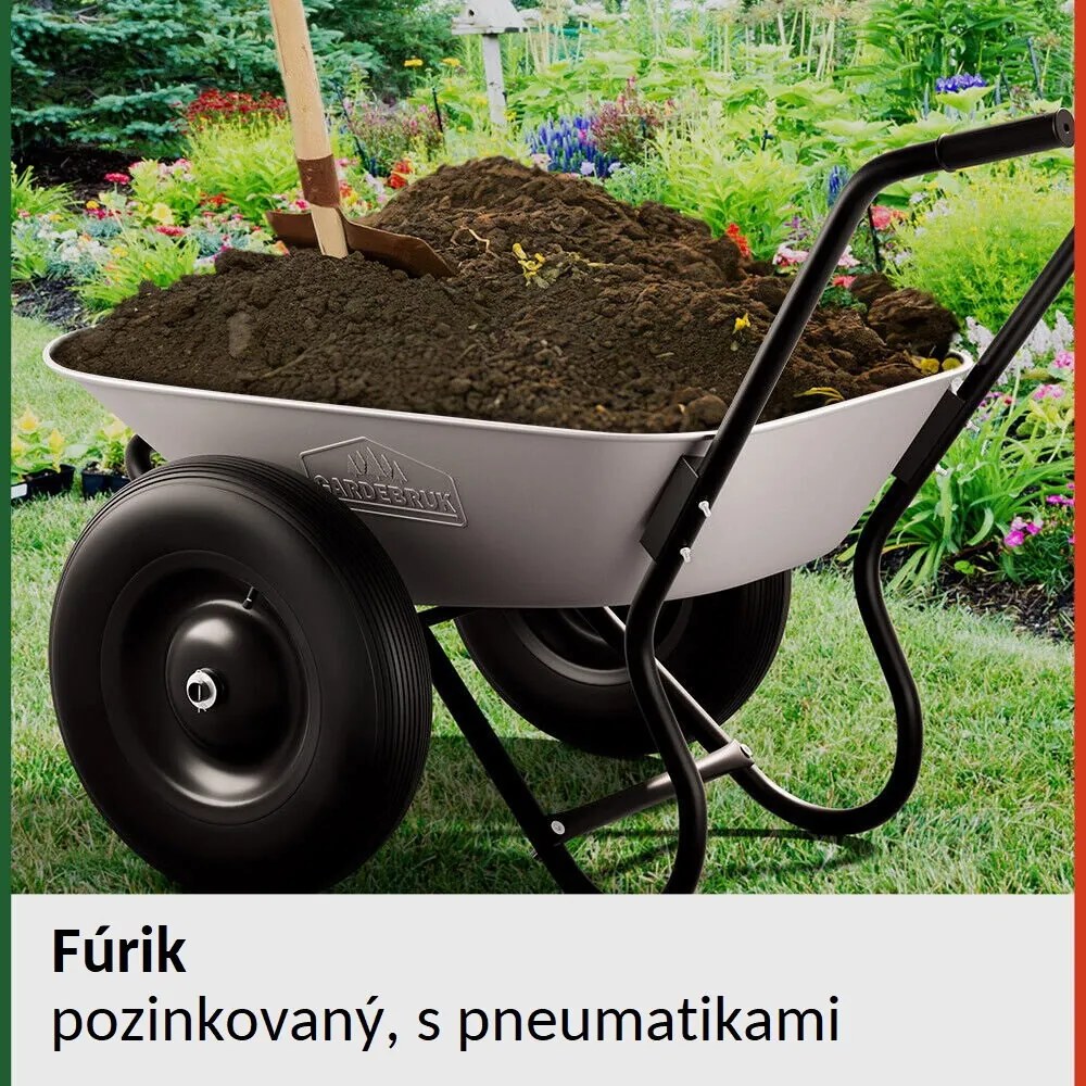 DAMO horganyzott talicska, max. kapacitás 100l/150kg, 2 gumiabroncs, ezüst/fekete