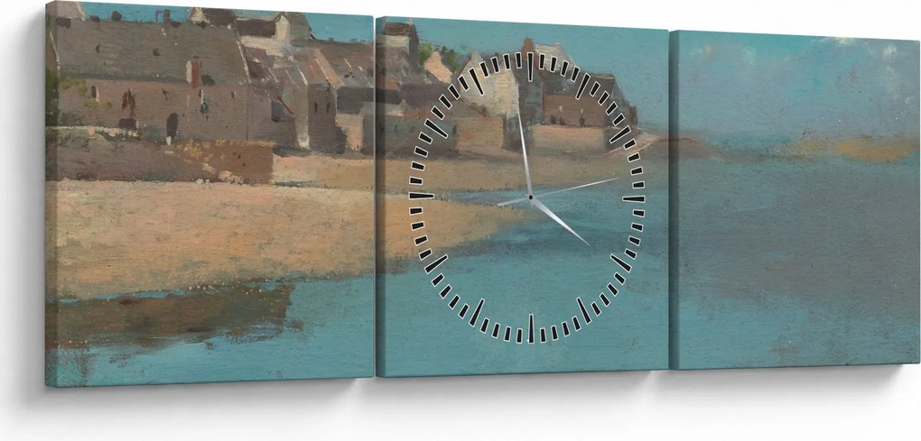 Kép - Odilon Redon, Village by the Sea in Brittany, reprodukciók (órával) (90x30 cm)