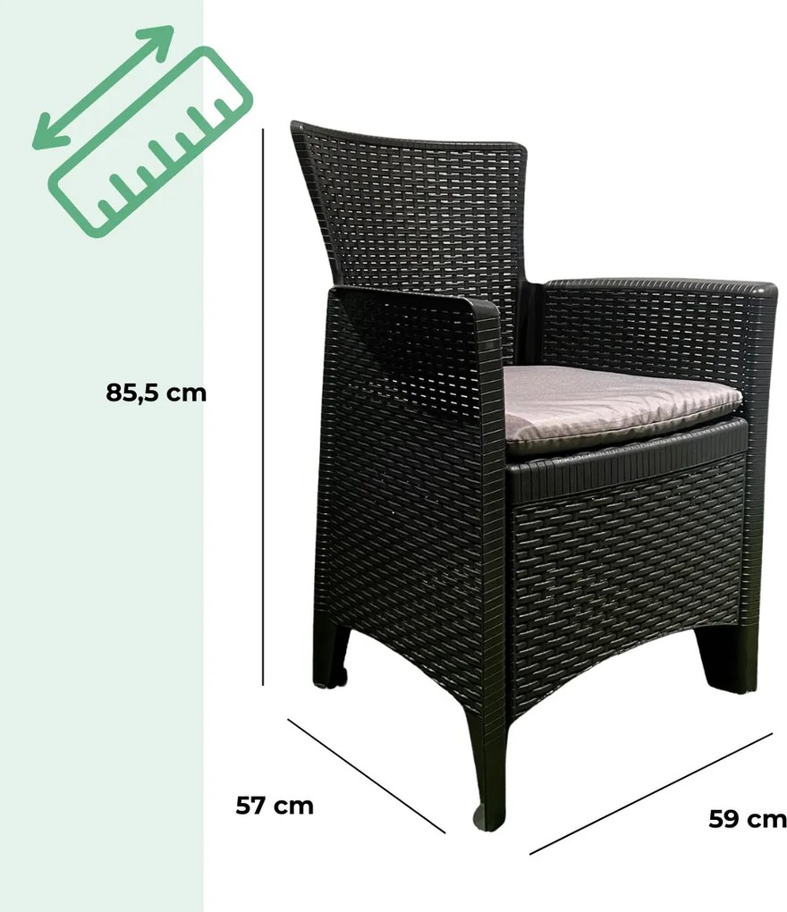 Kerti garnitúra FOREST, 3 részes, antracit színben I.P.A.E-Progarden