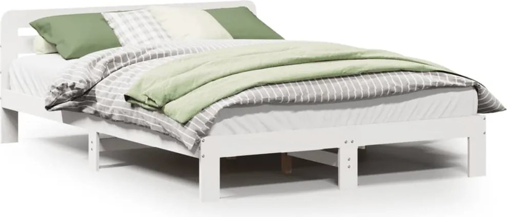 vidaXL fehér tömör fenyőfa ágy matrac nélkül 140x190 cm