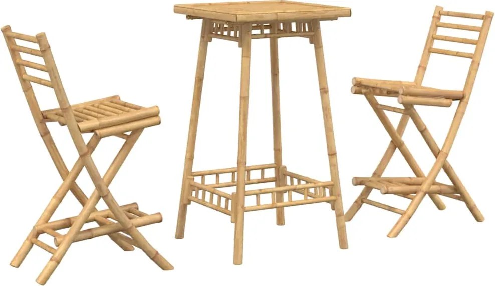 vidaXL 3 részes bambusz kültéri bárszett összecsukható