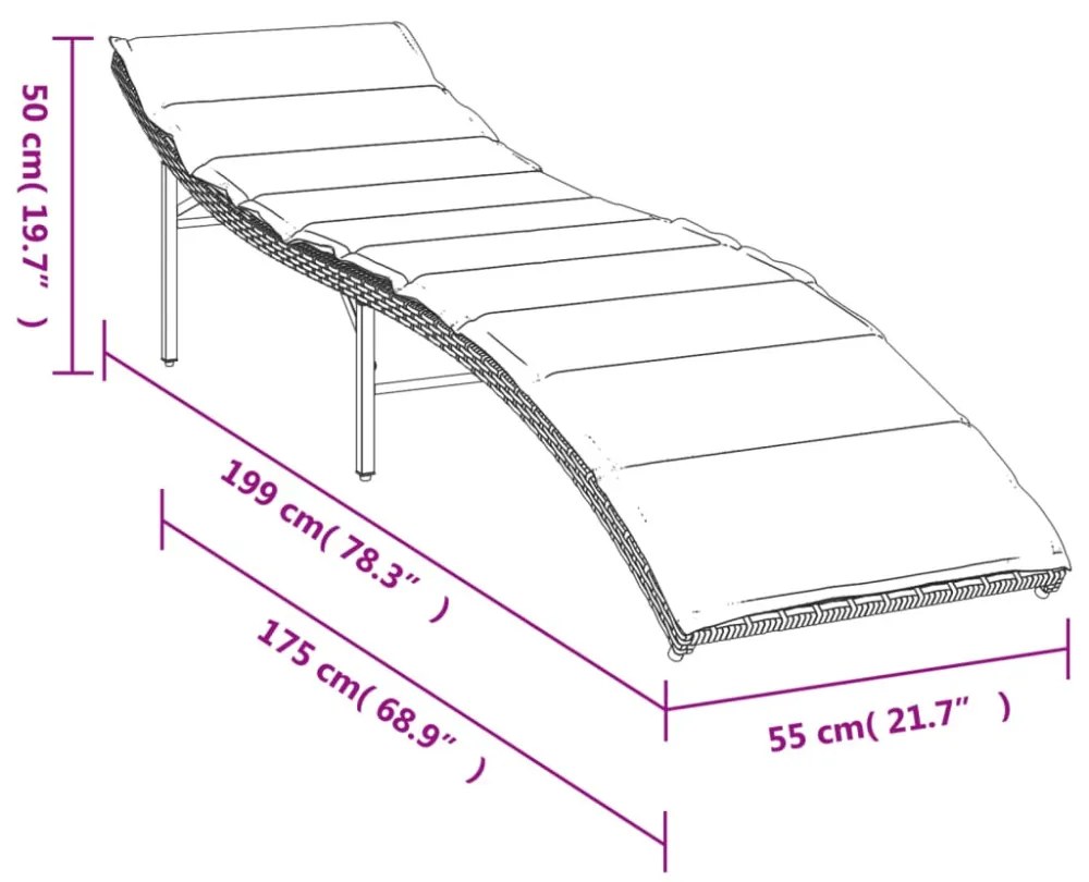 2 db barna polyrattan napozóágy párnával