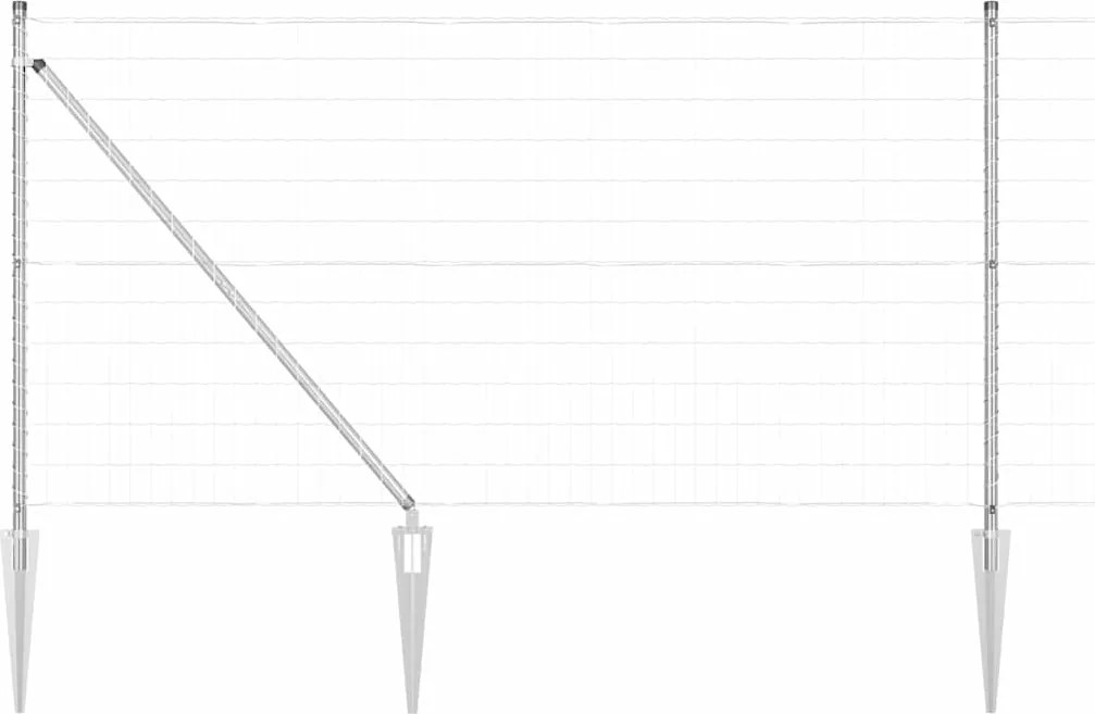 vidaXL Kerítés oszlopokkal Ezüst 1 x 10 m Acél