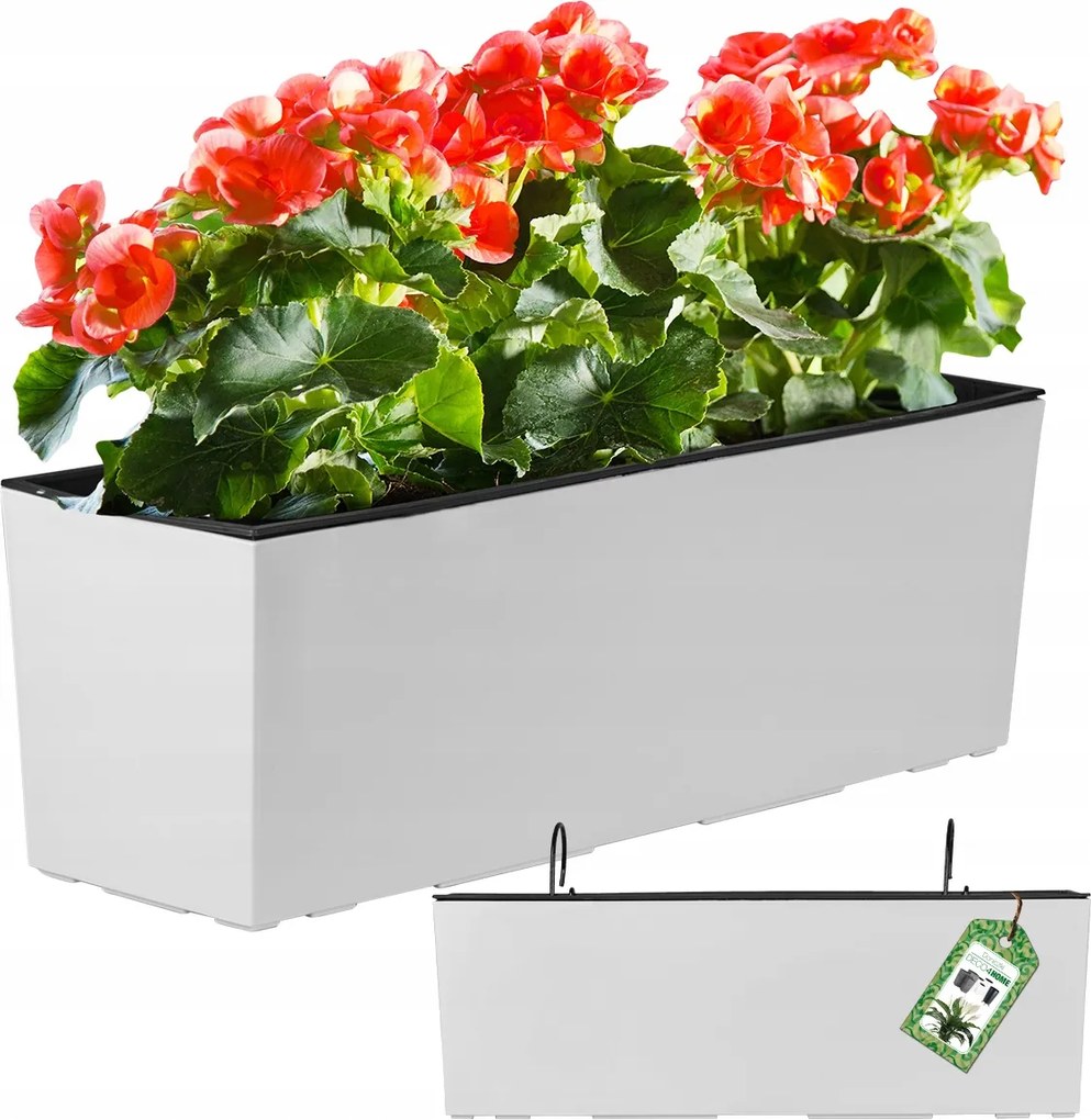 Virágtartó Akasztós Balkonláda Kerti Virágtartó Fehér Virágtartó Betét