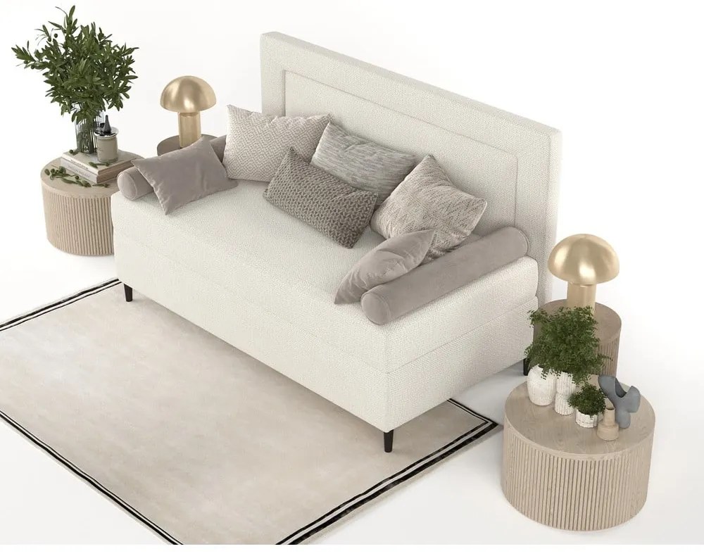 Bézs kárpitozott egyszemélyes ágy 90x200 cm Alba – Maison de Rêve