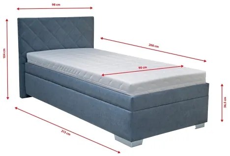 Kárpitozott ágy tárolóval és matraccal LANA 90x200 cm kék