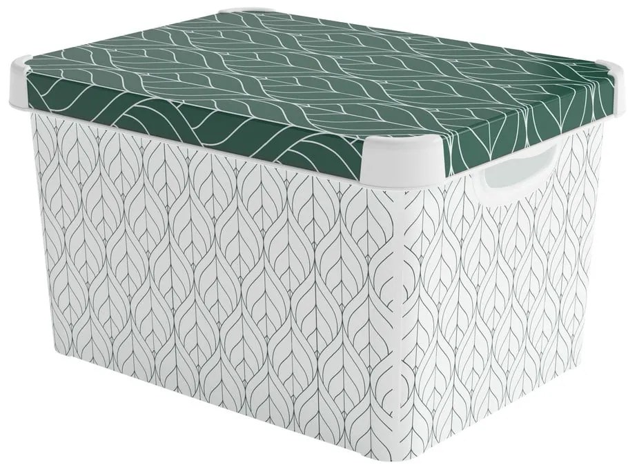 Fehér-zöld fedeles műanyag tárolódoboz 39,5x29,5x25 cm L – Curver