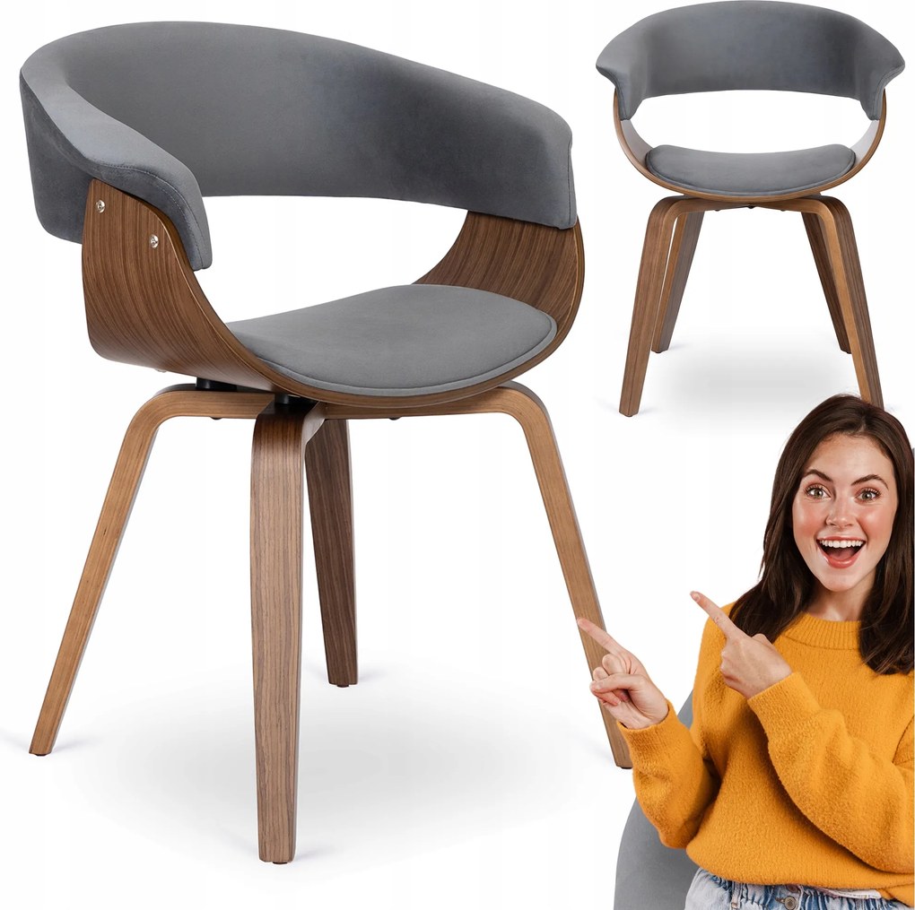 Hajlított Fa Konyhai Szék Étkező Nappaliba Szürke Dió Gary