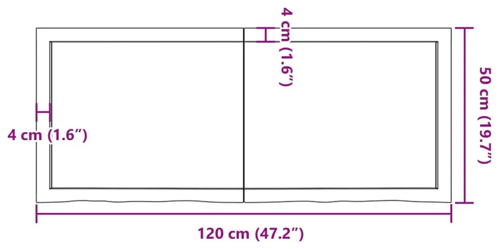 világosbarna kezelt tömör tölgyfa asztallap 120x50x(2-6) cm