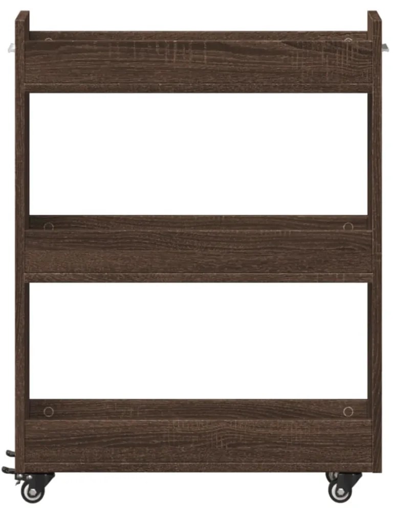 barna tölgy színű szerelt fa szekrény kerekekkel 60x22x79 cm
