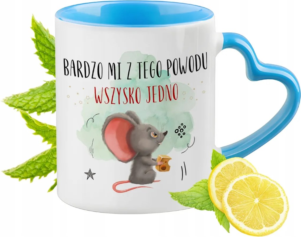 Egér Bögre Kék Szív Alakú Füllel Ajándék