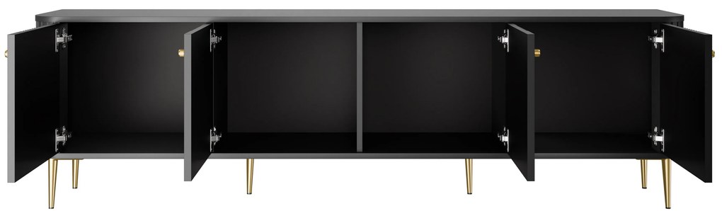 Vesper 4D TV-szekrény 187 cm - fekete / arany lábak