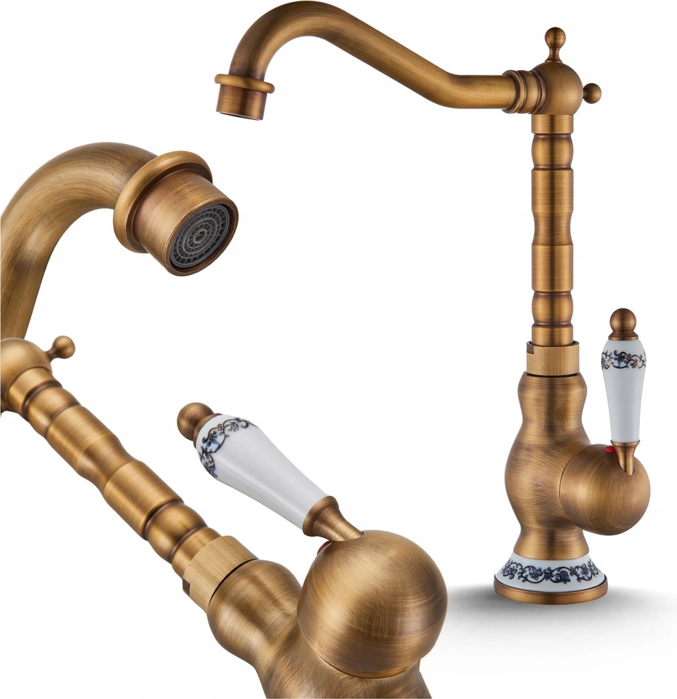 Mosdó Csaptelep Fürdőszoba Forgatható Asztali kifolyócső Magas Retro Arany