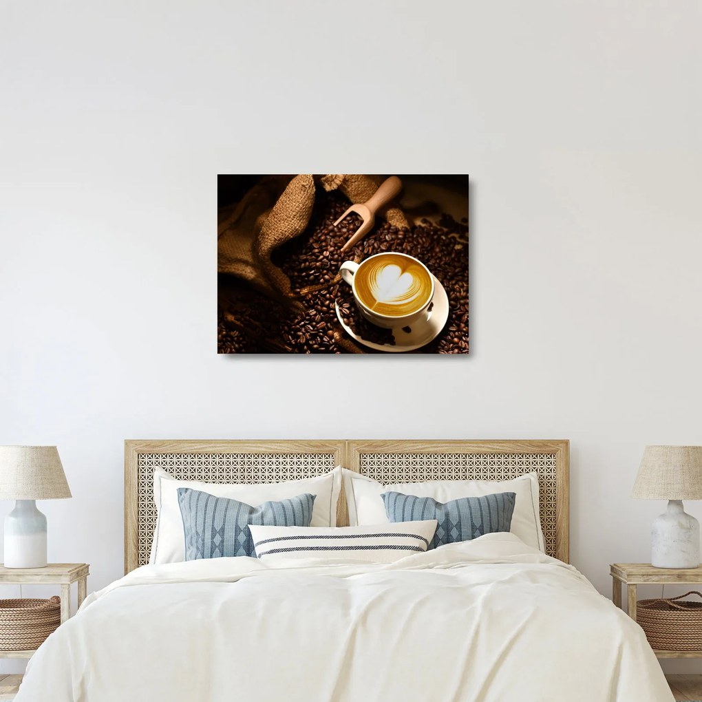 Üveg kép - Egy csésze kávé (70x50 cm)