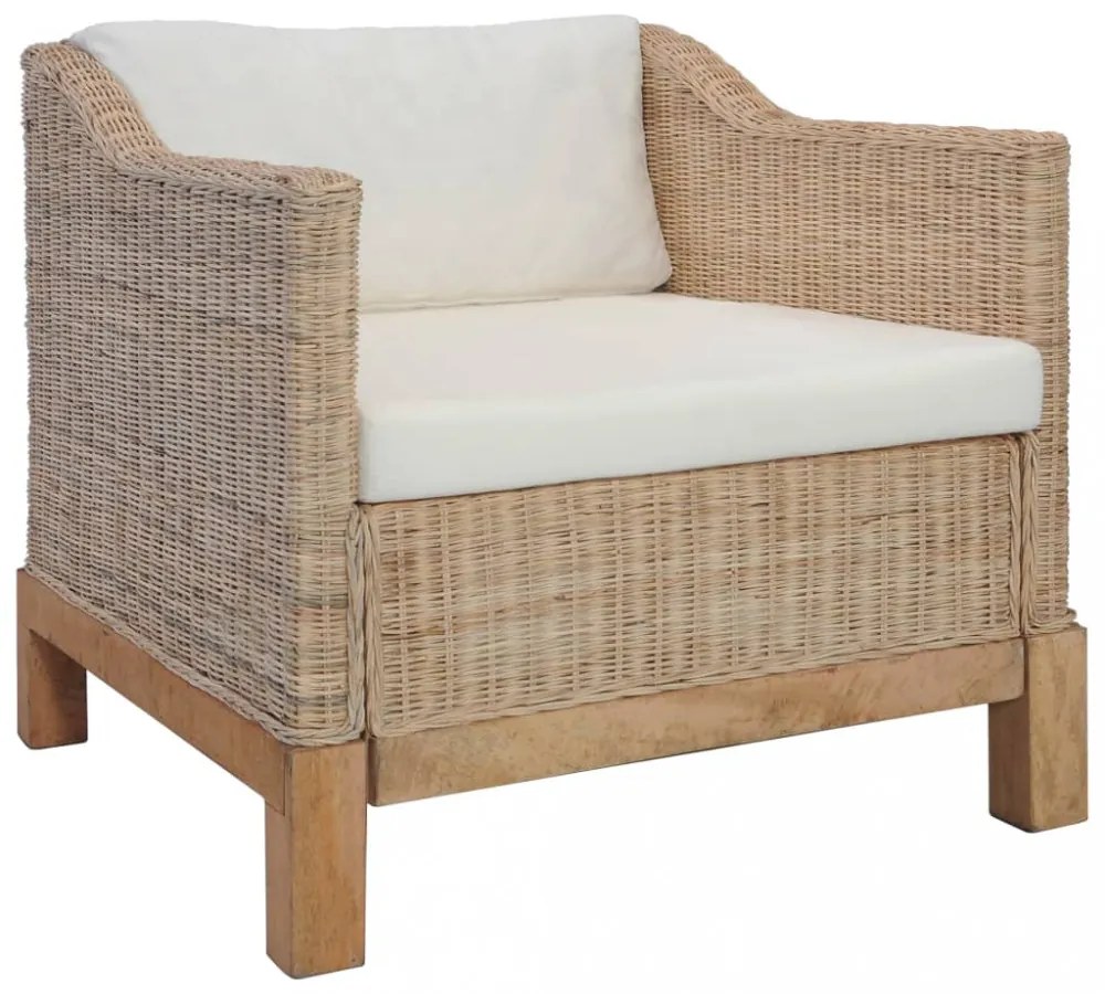 vidaXL 2 részes természetes rattan kanapészett párnákkal