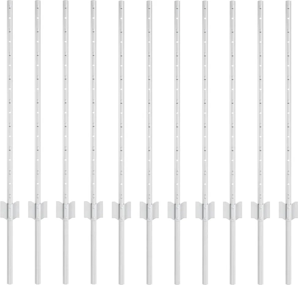 vidaXL Kerítésoszlop 11 pcs Ezüst 80 cm Acél