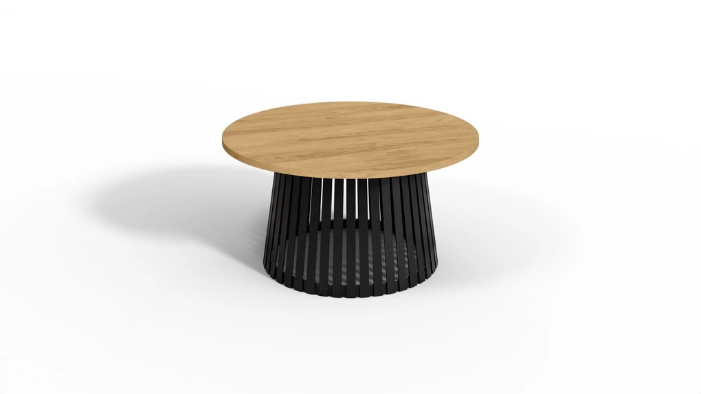 Abel dohányzóasztal 90 cm hikora tölgy – modern kerek dohányzóasztal a nappaliba