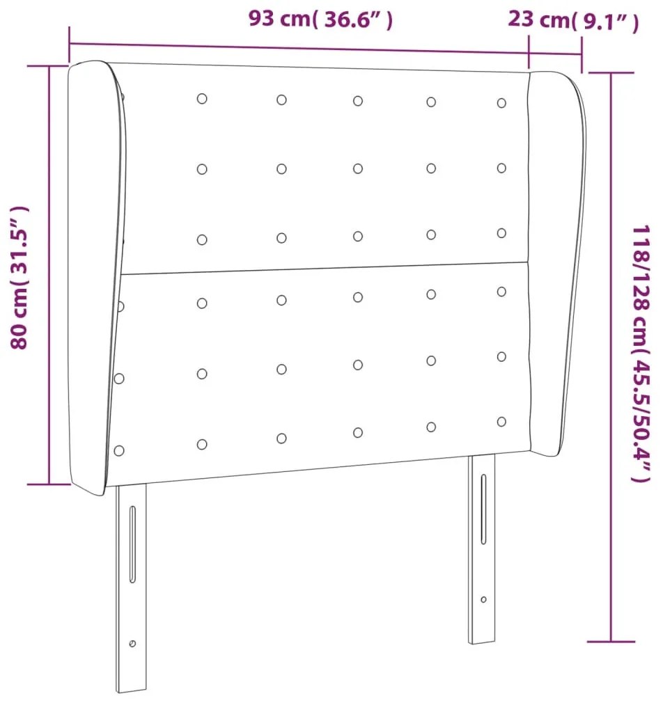 fekete szövet fejtámla szárnyakkal 93 x 23 x 118/128 cm