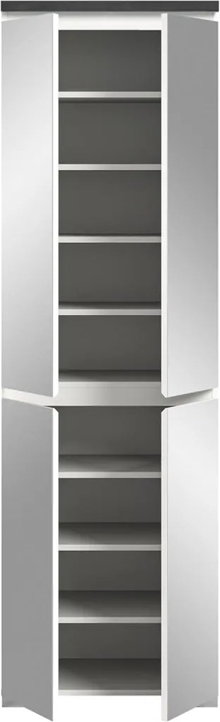 Shoelove 4 oldalajtós tükrös cipősszekrény fehér-szürke