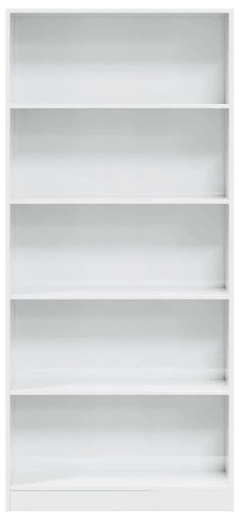 magasfényű fehér szerelt fa könyvespolc 80 x 24 x 176 cm